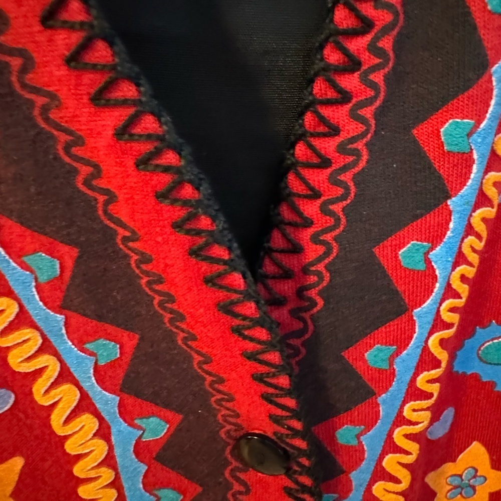 Western Painted Fringe Vest Cowgirl Rodeo Boho Country Vintage 90’s Fun Colorful - Picture 4 of 11